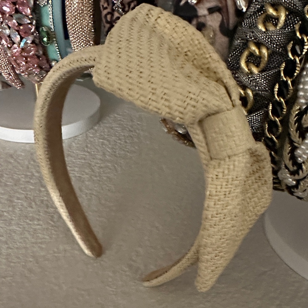 Tan Woven Bow Headband NWOT